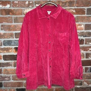 90s pink rose LL Bean corduroy button up